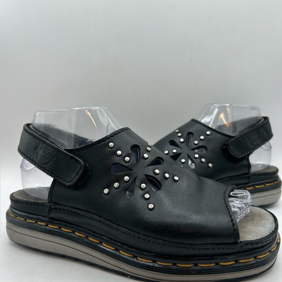 RARE Dr. Martens vintage deadstock black  flower cutout Chunky Sandals England 7 - Picture 3 of 12